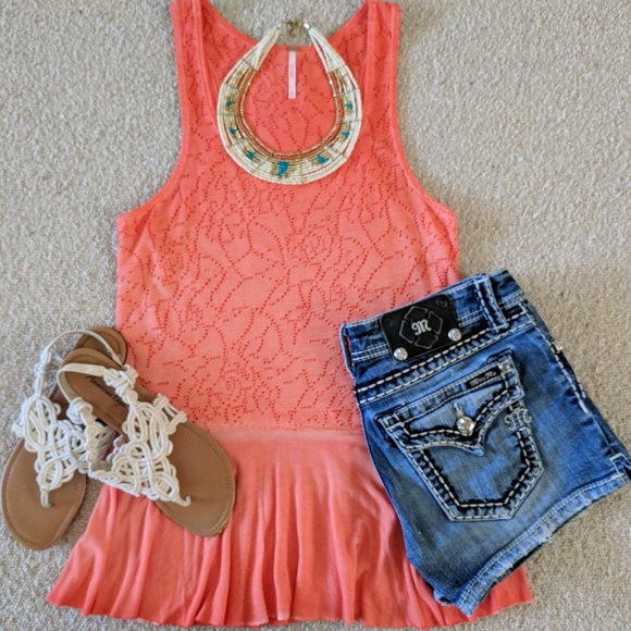 Free People Tops - Free People Coral Peplum Tank, Size - S